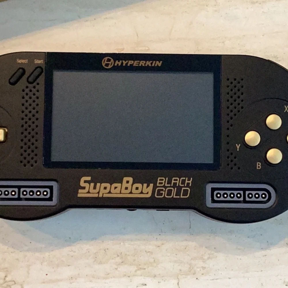 Hyperkin Supaboy Black Gold Portable Pocket Console Nintendo SNES Games Gameboy